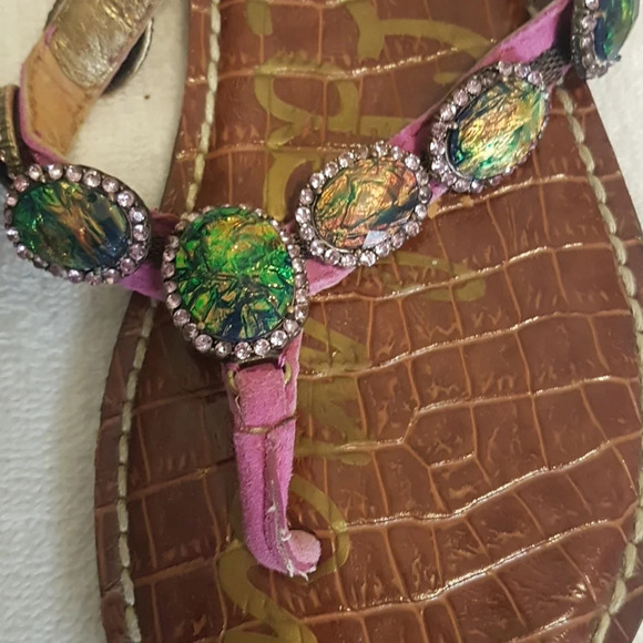 Sam Edelman  jewel embellished leather flip flops - Picture 5 of 12